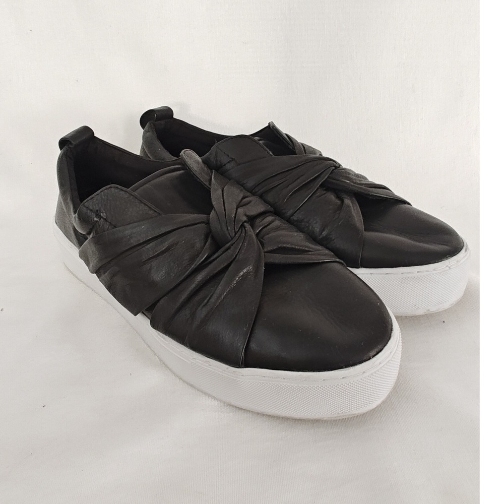 Rebecca Minkoff Nicole Platform Sneakers Black Leather Twisted‎ Knotted Size 9